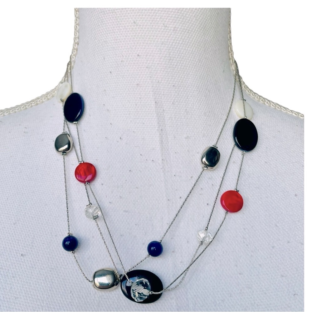 Red and Black Beaded Layer Necklace